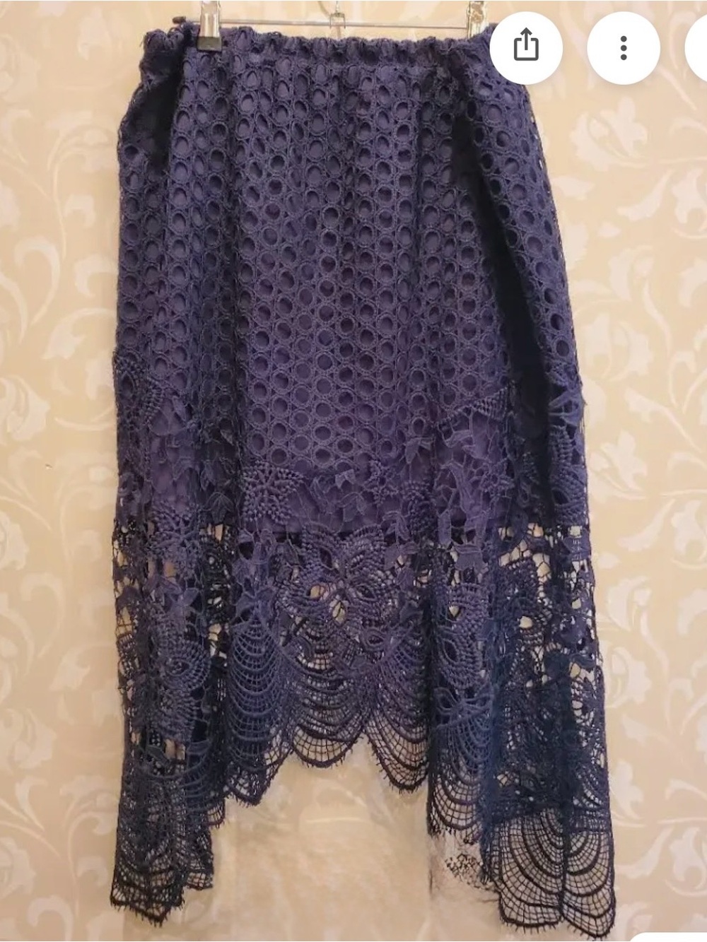 Adiva Women’s Navy Lace Midi Skirt